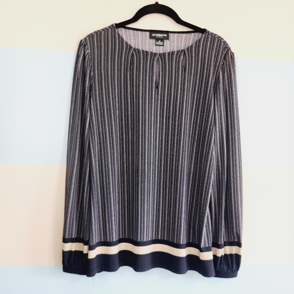 Liz Claiborne Long Sleeve Stripe Print Blouse - Picture 6 of 8